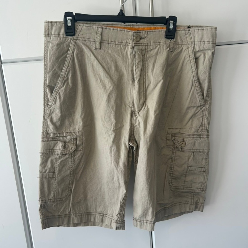 Wear First Mens Khaki Tan E-Band WF Flex Cargo Shorts Ripstop Size 36